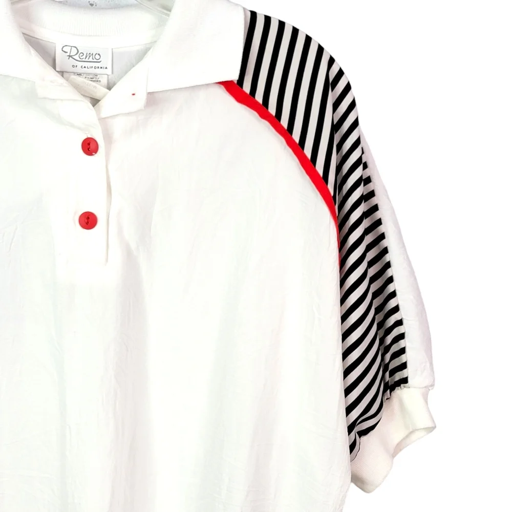 Reno of California Vintage Multi Pattern Color Block Button Up Blouse Tee M - Picture 6 of 12